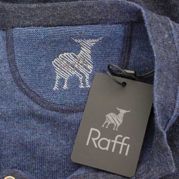 NWT Raffi Men's Vanise Venley 100% Cotton Henley Sweater Midnight Blue Size M - Picture 7 of 10